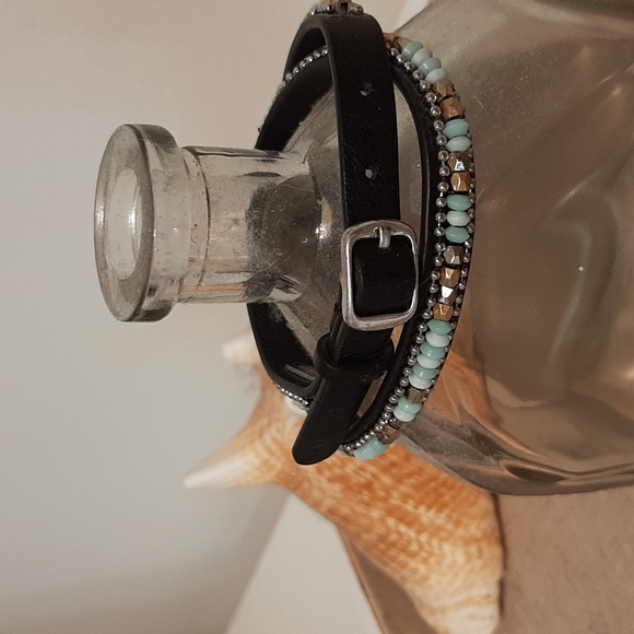 Stella and Dot Sierra Beaded Double Wrap Leather Bracelet - Picture 4 of 7